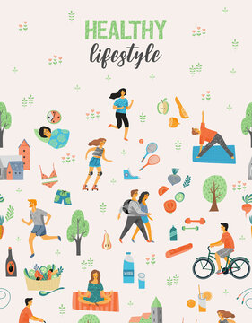 健康生活概念 世界卫生日海报
