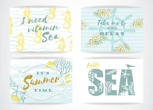 手绘风夏日海洋卡片设计