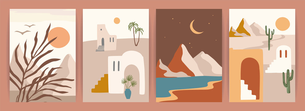 沙漠建筑景观四方连续插图