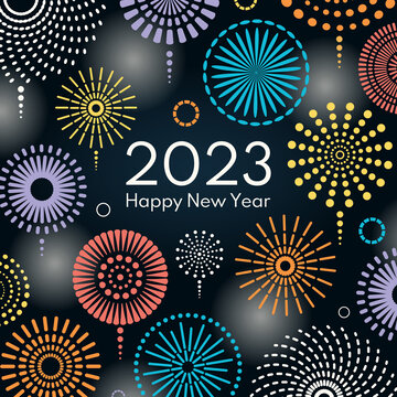 滿版繽紛幾何煙花光點(diǎn) 2023新年賀圖
