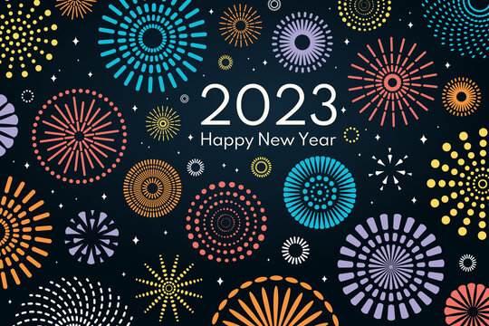 滿版繽紛幾何煙花星空 2023新年賀圖