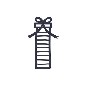 黑色横条纹直立高礼物盒插图素材