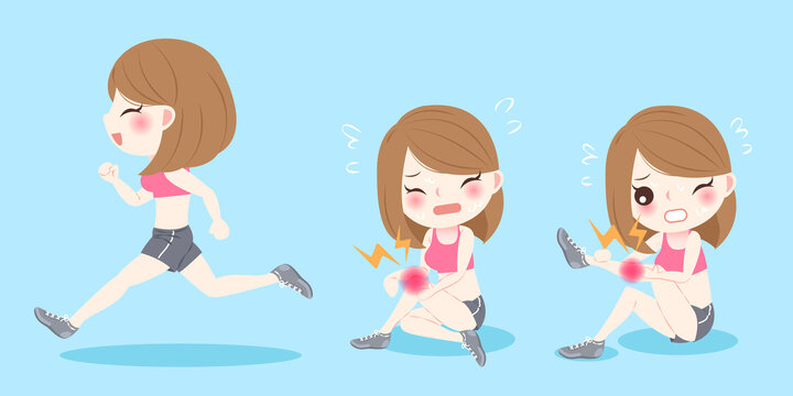 女性跑步造成的腿部傷害平面插圖