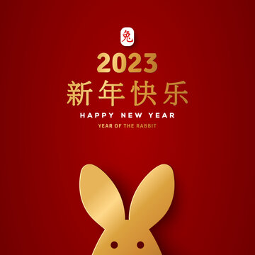 简约探头兔子 2023新年贺图