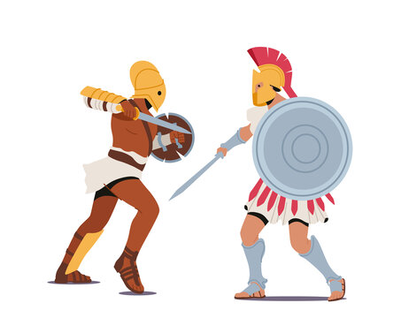 古罗马战士刀剑打斗平面插图