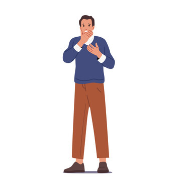 男性驚訝全身平面插圖素材