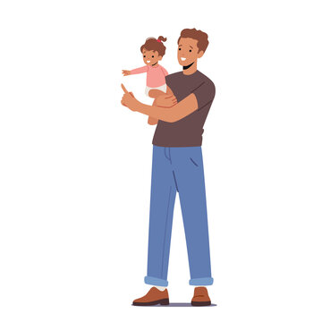爸爸抱孩子平面插图素材