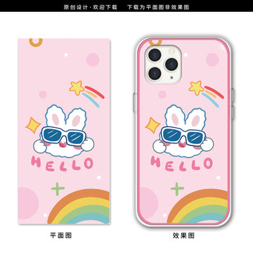 卡通潮流兔子粉色壁紙手機殼