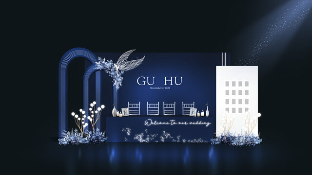 深藍(lán)色婚禮簽到區(qū)