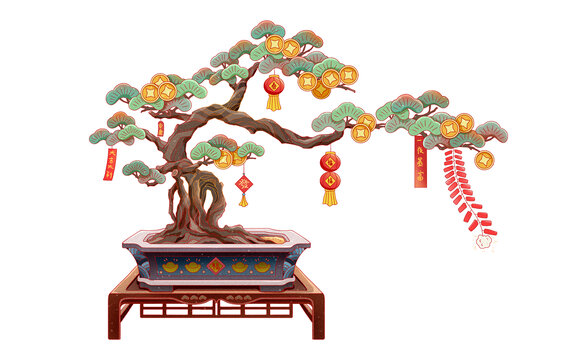 國潮風(fēng)新年過年發(fā)財(cái)樹恭喜發(fā)財(cái)