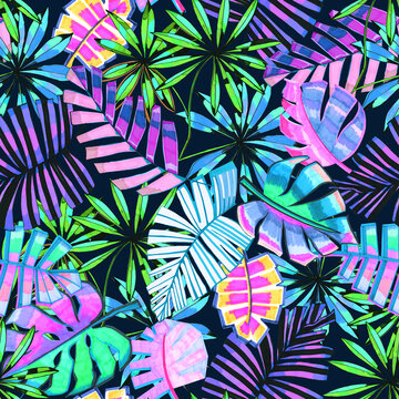 热带植物数码印花图