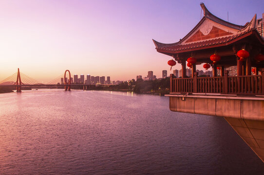 漳州九龙江黄昏风景