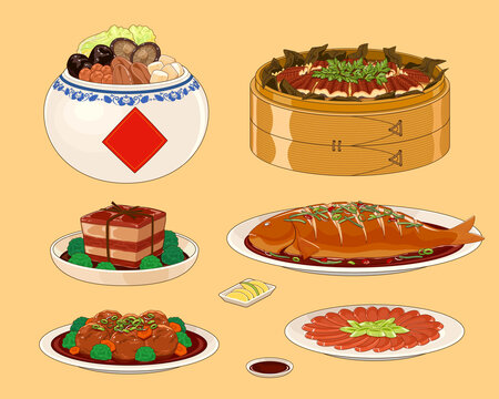 傳統(tǒng)新年年菜料理素材組合