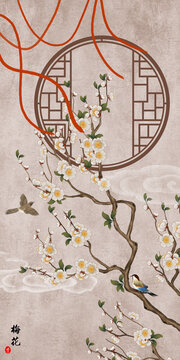 玄關梅花裝飾畫