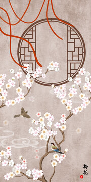 玄關(guān)梅花裝飾畫