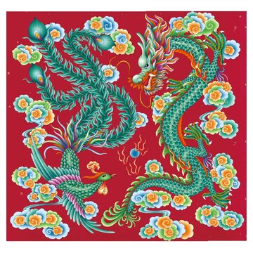 龍鳳呈祥分層設計噴繪