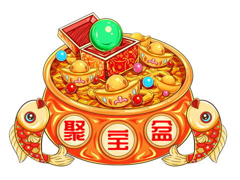 國潮聚寶盆夜光珠元素
