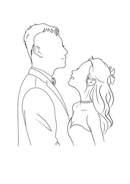 婚禮手繪新人線條形象