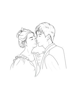 婚禮手繪新人線條形象