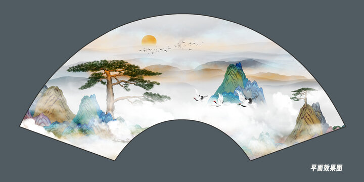 折扇國潮插畫