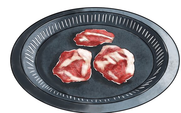 烤牛五花肉烤肉手绘美食插画