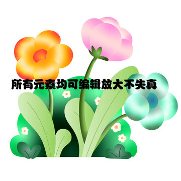 手绘矢量花丛