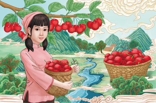 車厘子插畫