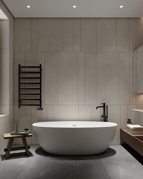 现代浴室极简浴缸