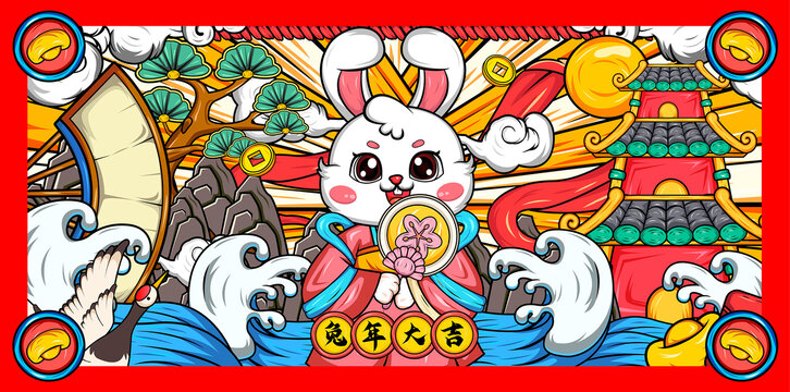 兔子兔年鼠標墊地墊