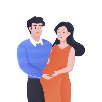 矢量插畫手繪夫妻男女懷孕孕性