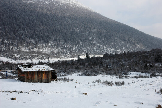 雪中扎西岗村