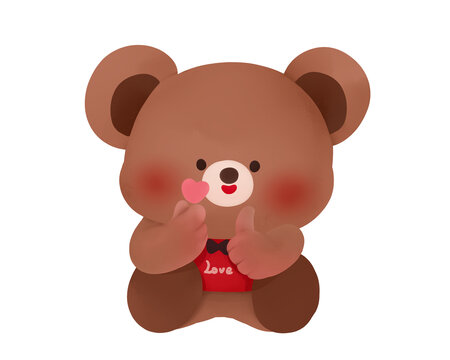 可愛卡通比心熊