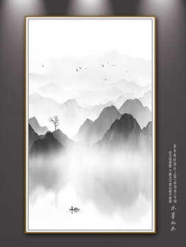 黑白山水画