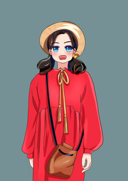 手繪卡通女孩