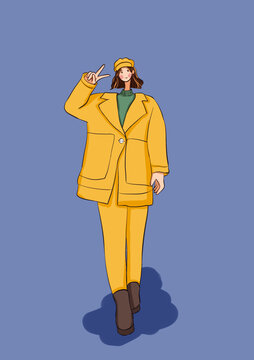 插畫時尚女孩
