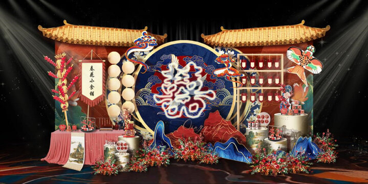 新中式婚禮拍照區(qū)迎賓區(qū)