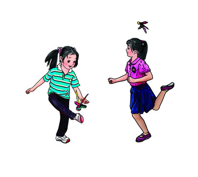 民間游戲手繪花樣踢鍵子