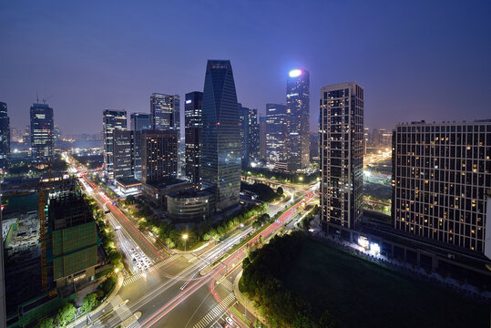 杭州钱江世纪城建筑风光夜景