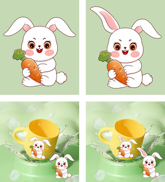 兒童杯卡通兔子圖案