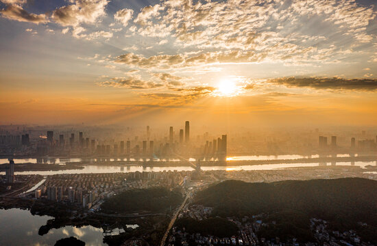 长沙城市风光航拍全景