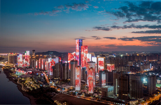 长沙城市风光航拍全景