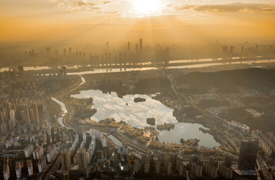 长沙城市风光航拍全景