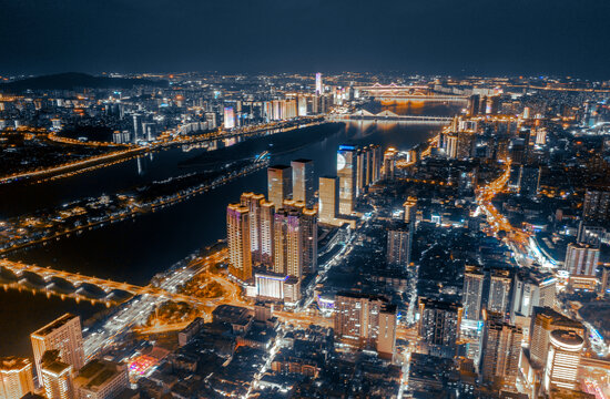 长沙城市风光航拍全景