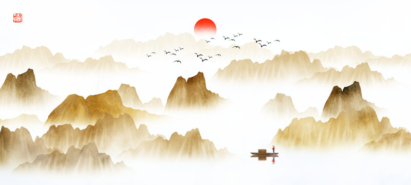 金色山水畫
