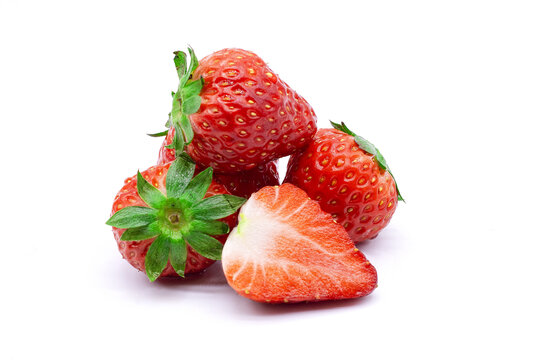 一组新鲜的红颜草莓