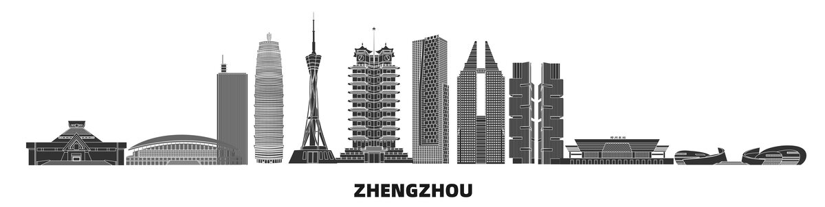 鄭州建筑剪影線稿