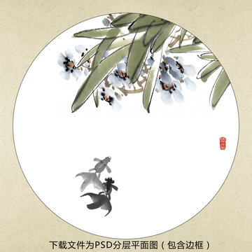 中式水墨花鳥裝飾畫