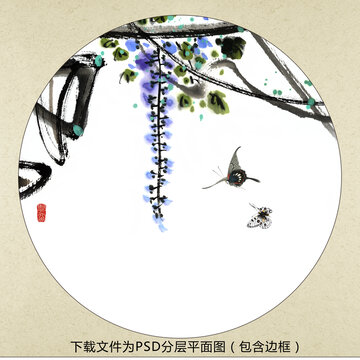 中式水墨花鳥裝飾畫