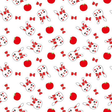 矢量卡通兔子四方連續(xù)花紋