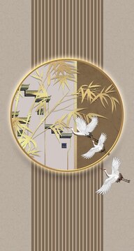 金竹報平安仙鶴玄關